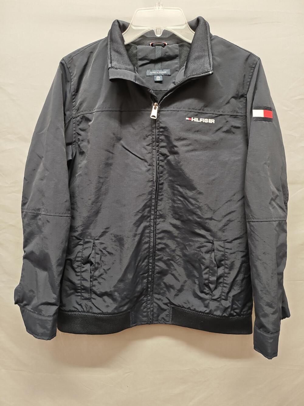 Tommy Hilfiger Jacket Mens Extra Large Black Full Zip Windbreaker Mesh Lined